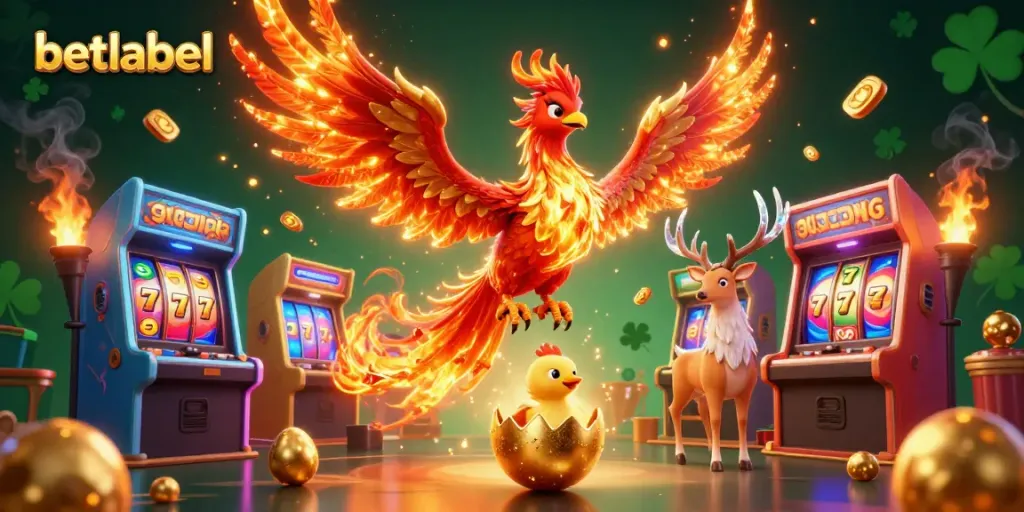 Experience thrilling gaming action with betlabel's golden phoenix and vibrant casino elements.